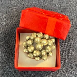 Lia Sophia Silver Pearl Statement Ring size 8